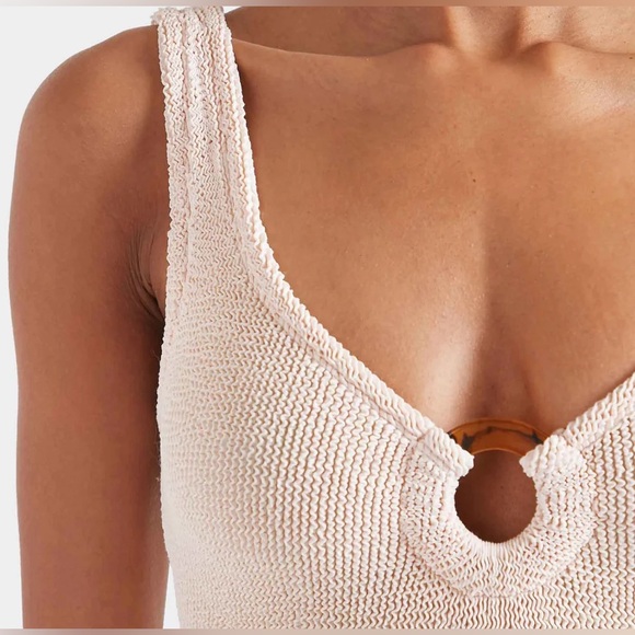 NEW Hunza G Celine Cream Swimsuit Nude Blush Beige Natural Monokini Stretchy - Picture 11 of 13
